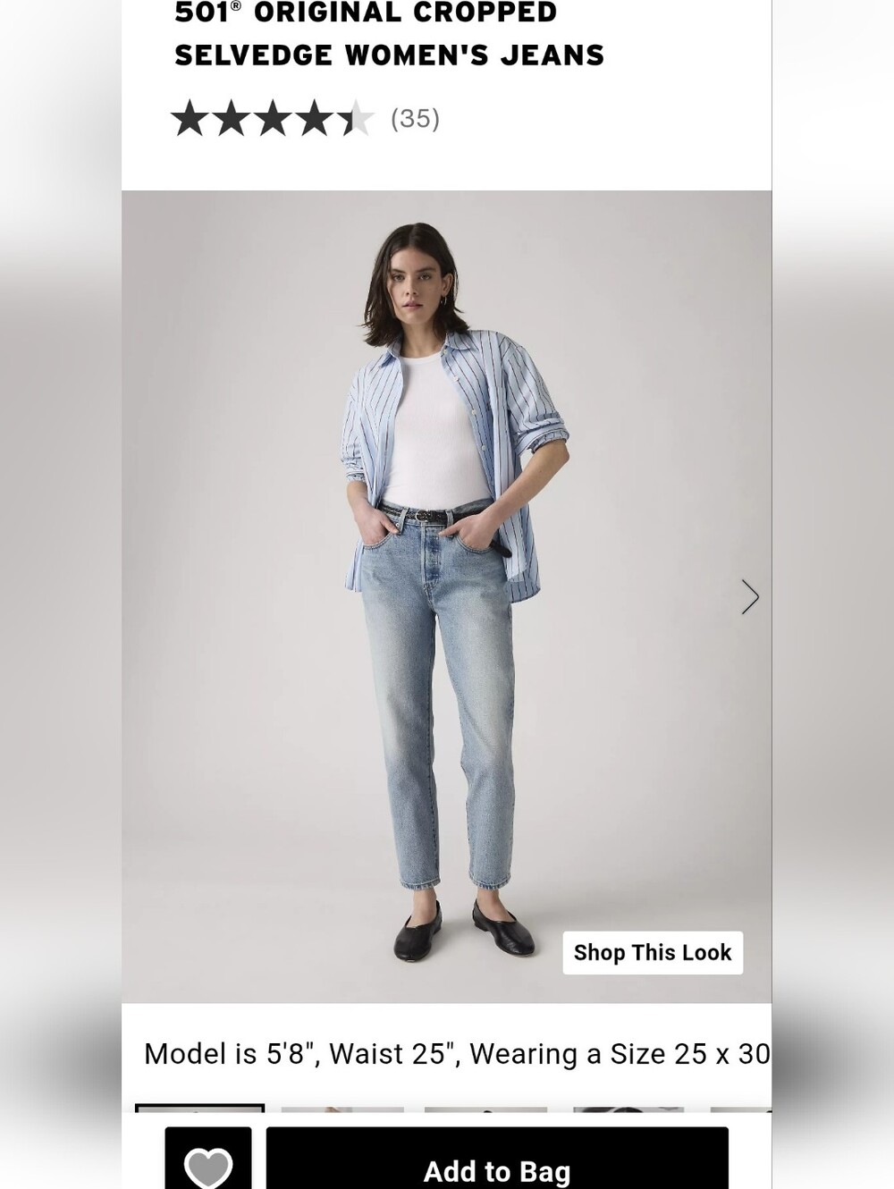 Levi's Selvedge 501 Crop Womens Jeans Size 28 NWT - Picture 10 of 10